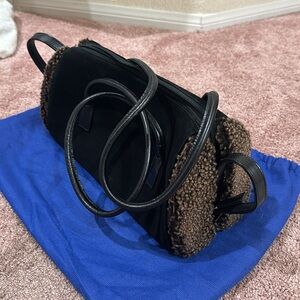 Stuart Weitzman Suede Genuine Fur Trim Bag